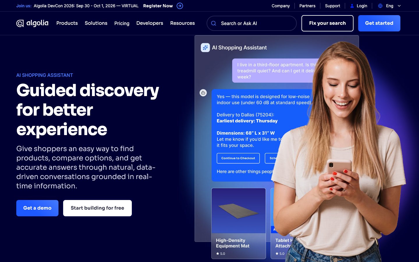 Algolia AI Shopping Assistant official product page or product image