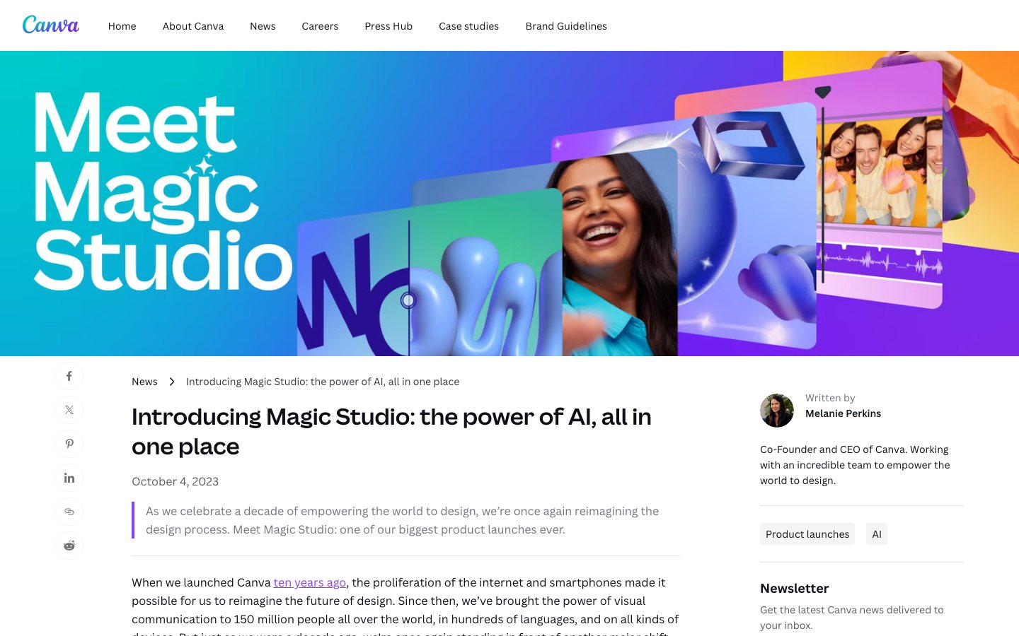 Canva Magic Studio official product page or product image