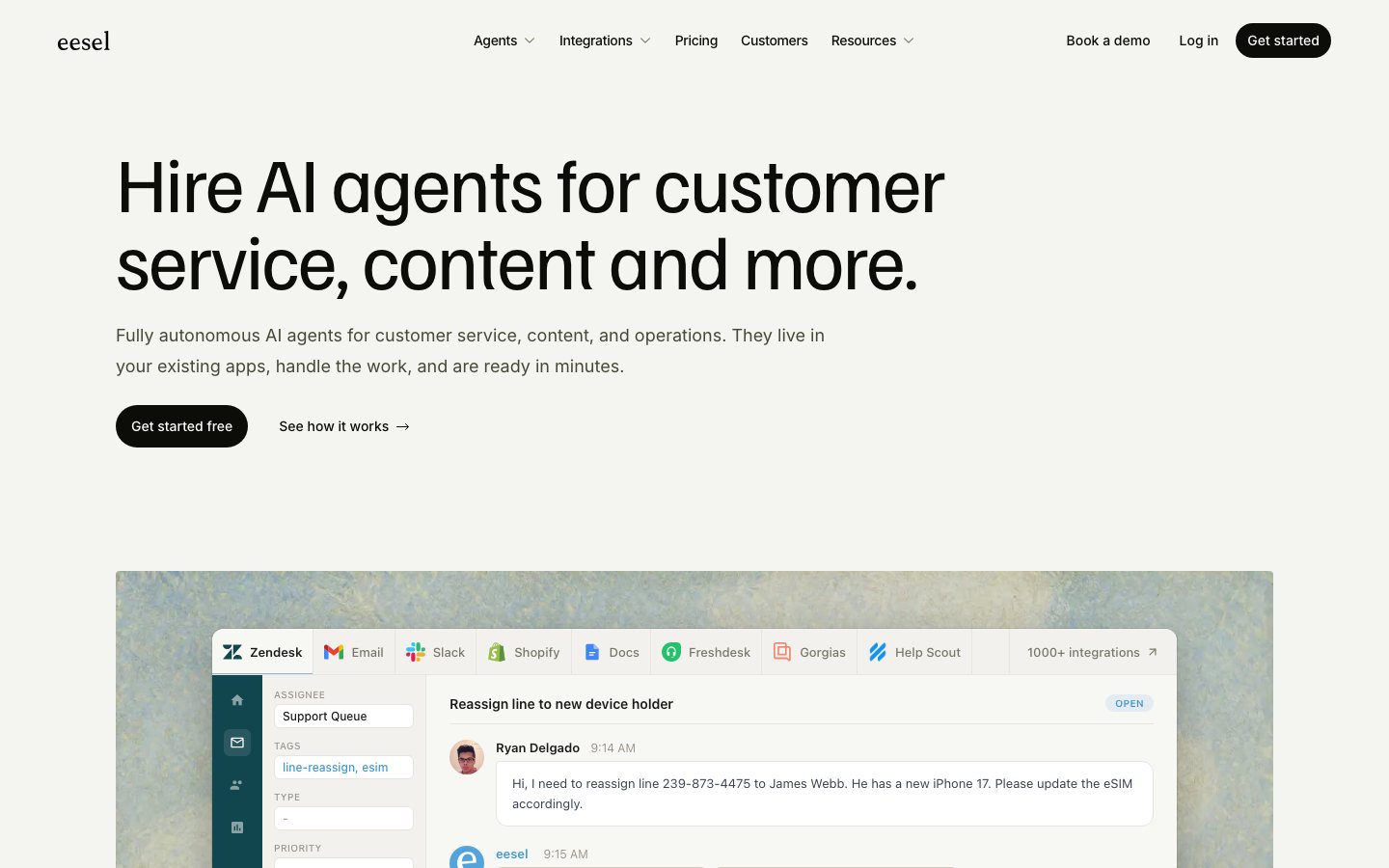 eesel AI official product page or product image
