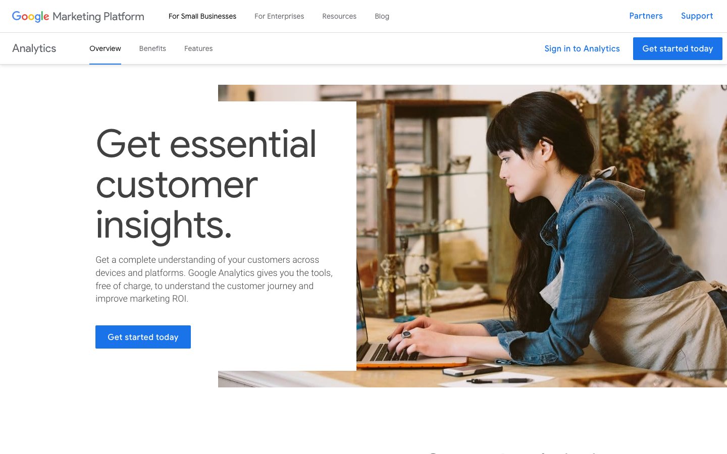 Google Analytics official product page or product image