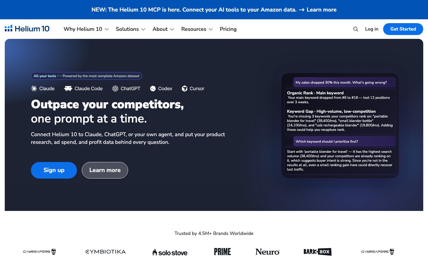 Helium 10 official product page or product image
