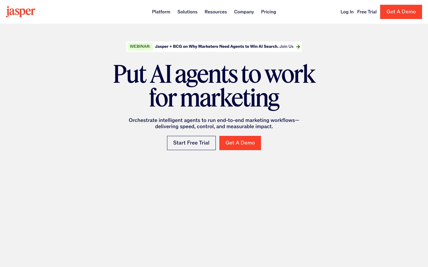 Jasper AI official product page or product image
